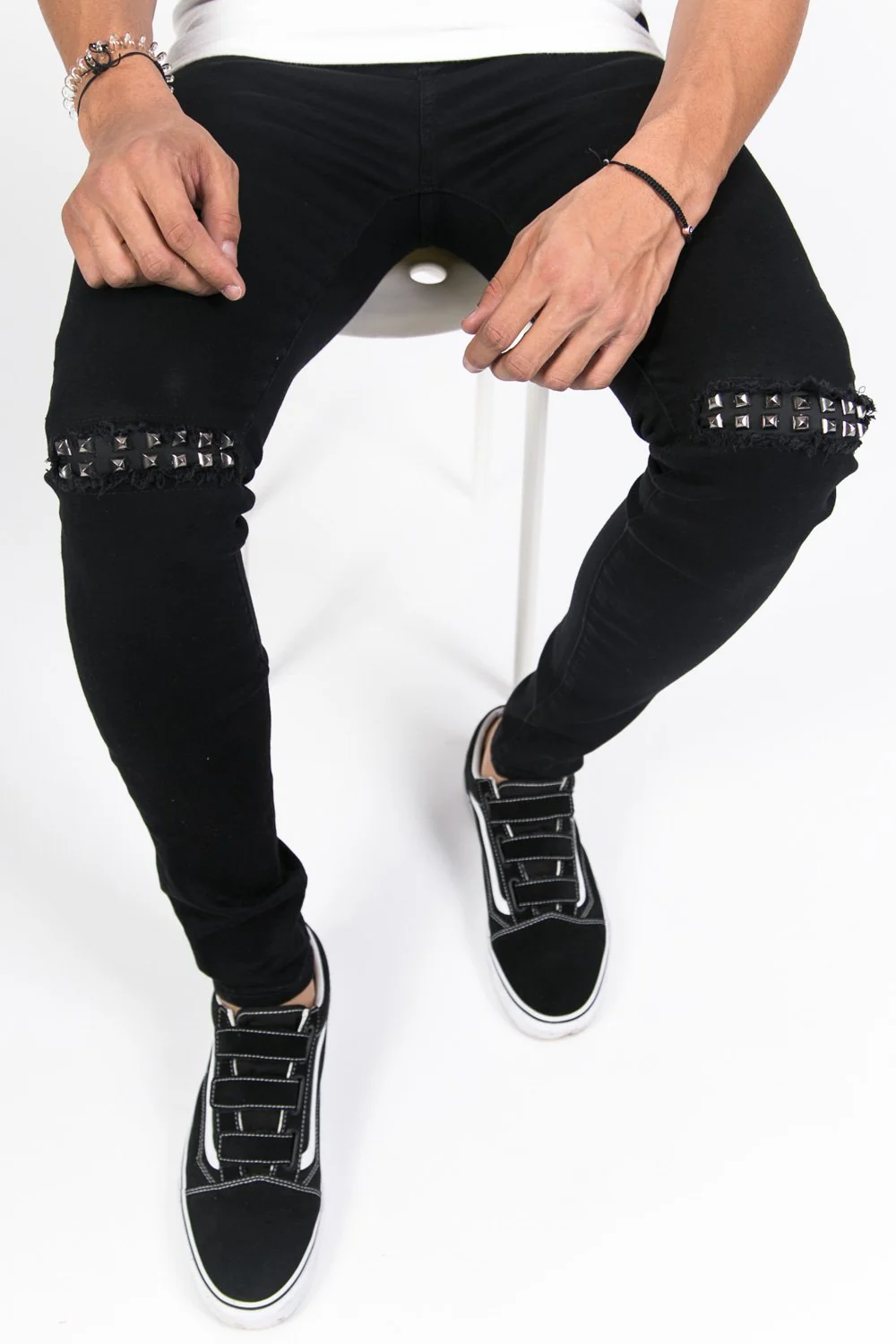 Jean déchiré punk noir - Image 4