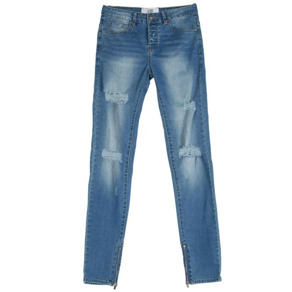 Jean déchiré zippé Bleu - Image 4