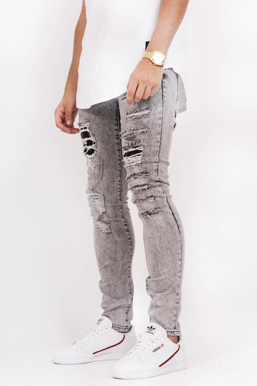Denim destroyed inside patches grey M2465HDE - Image 2