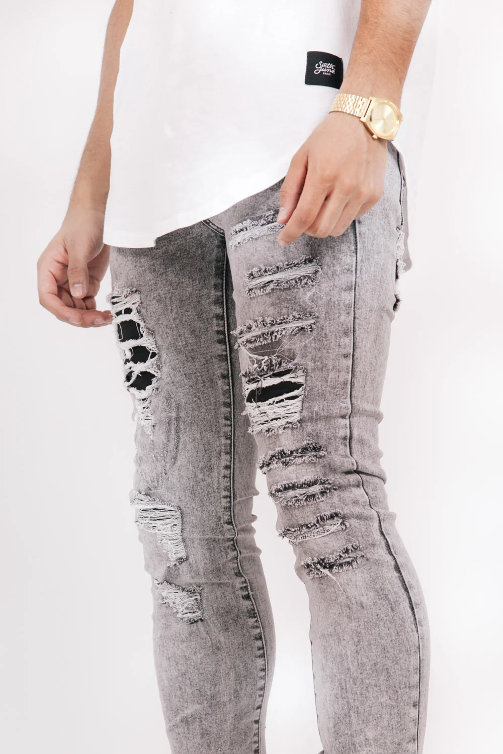 Denim destroyed inside patches grey M2465HDE - Image 3