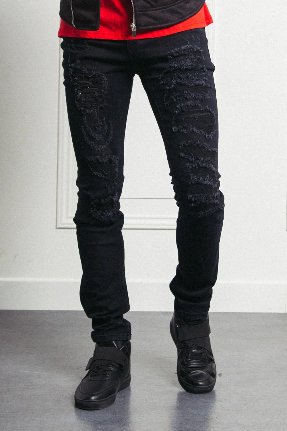 Denim destroyed inside patches black M2462HDE - Image 2