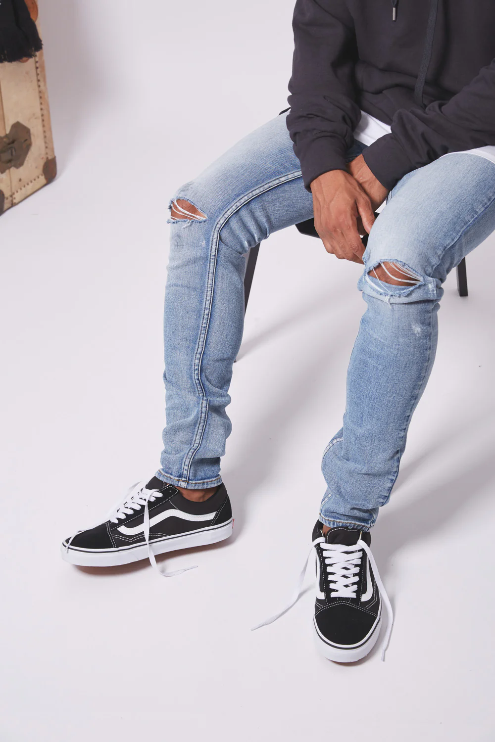 Jean déchiré tacheté skinny bleu - Image 2