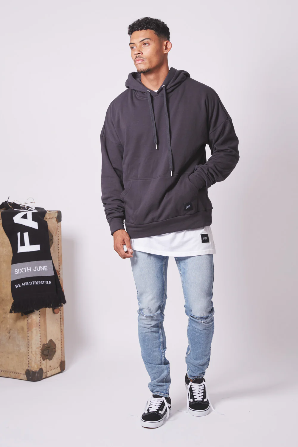 Jean déchiré tacheté skinny bleu - Image 3