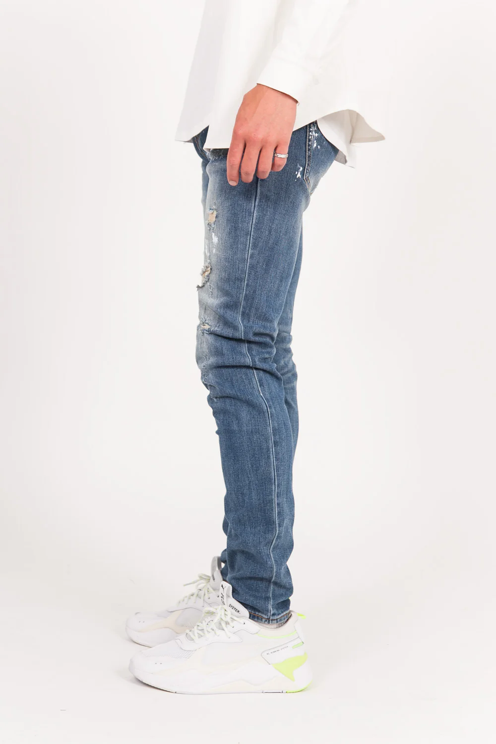 Jean déchiré tacheté bleu - Image 3