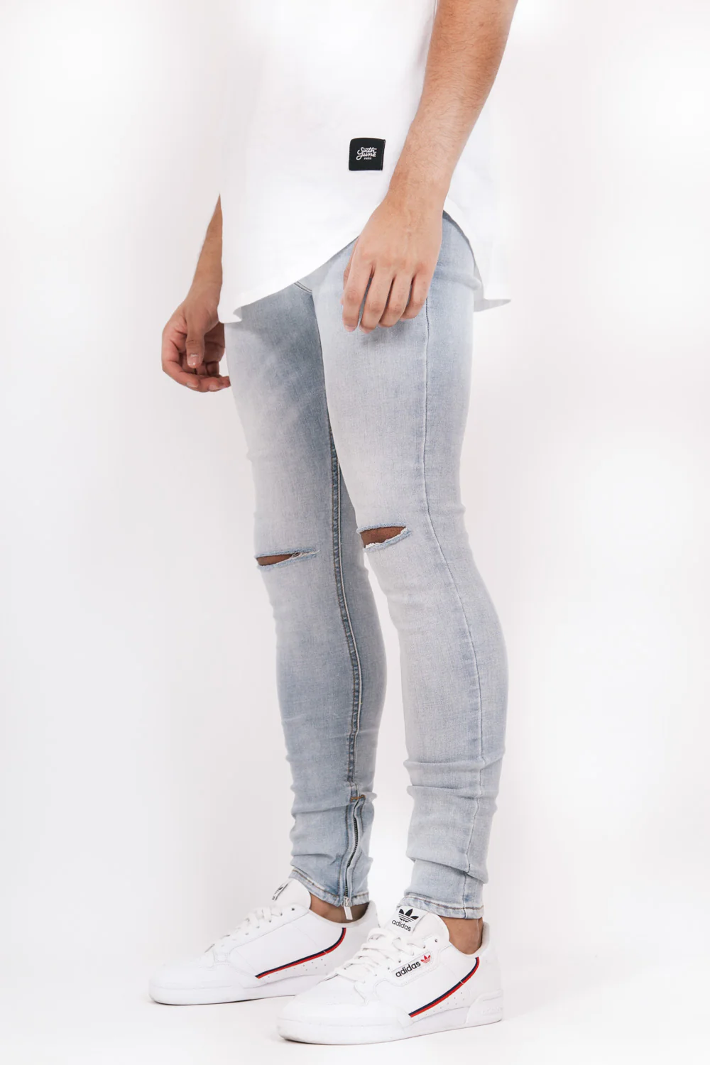 Jean destroy zips Bleu clair - Image 2