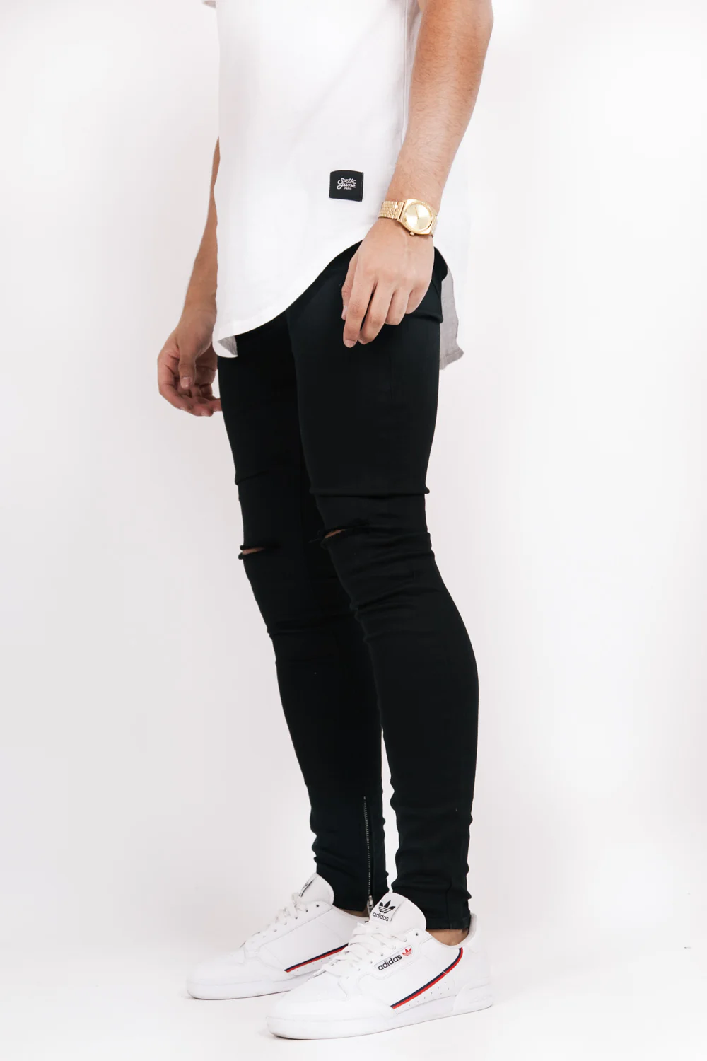 Jean déchiré zips skinny Sixth June noir - Image 2