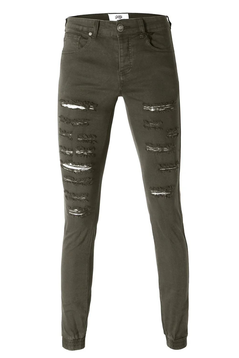Jean destroy slim élastique kaki M1922HDE - Image 4