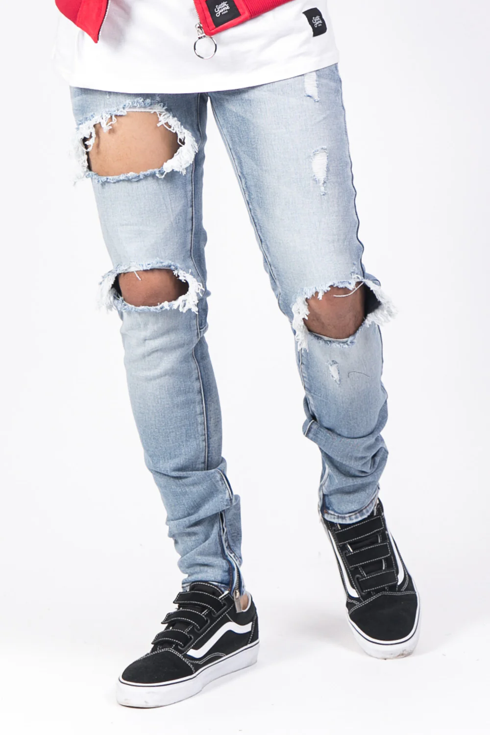 Jean destroy zips bleu - Image 5