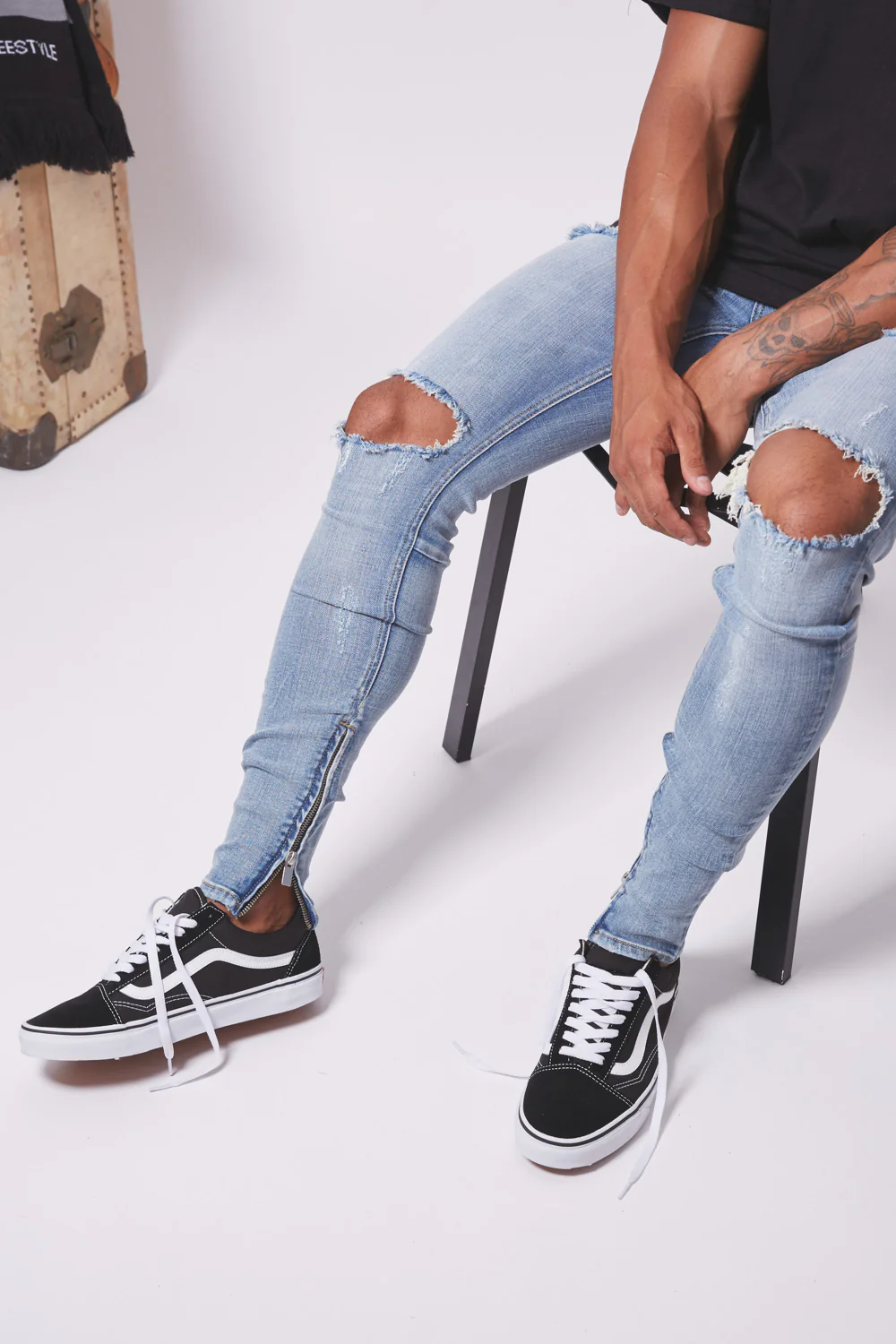 Jean destroy zips skinny Sixth June bleu - Image 2