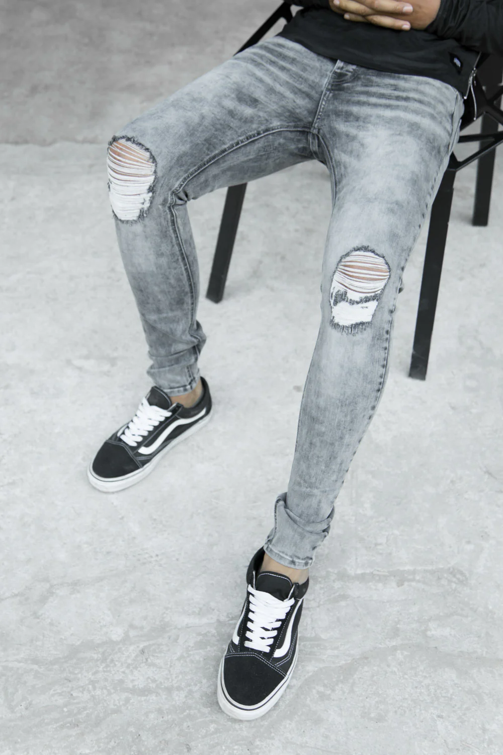 Jean skinny déchiré gris - Image 5