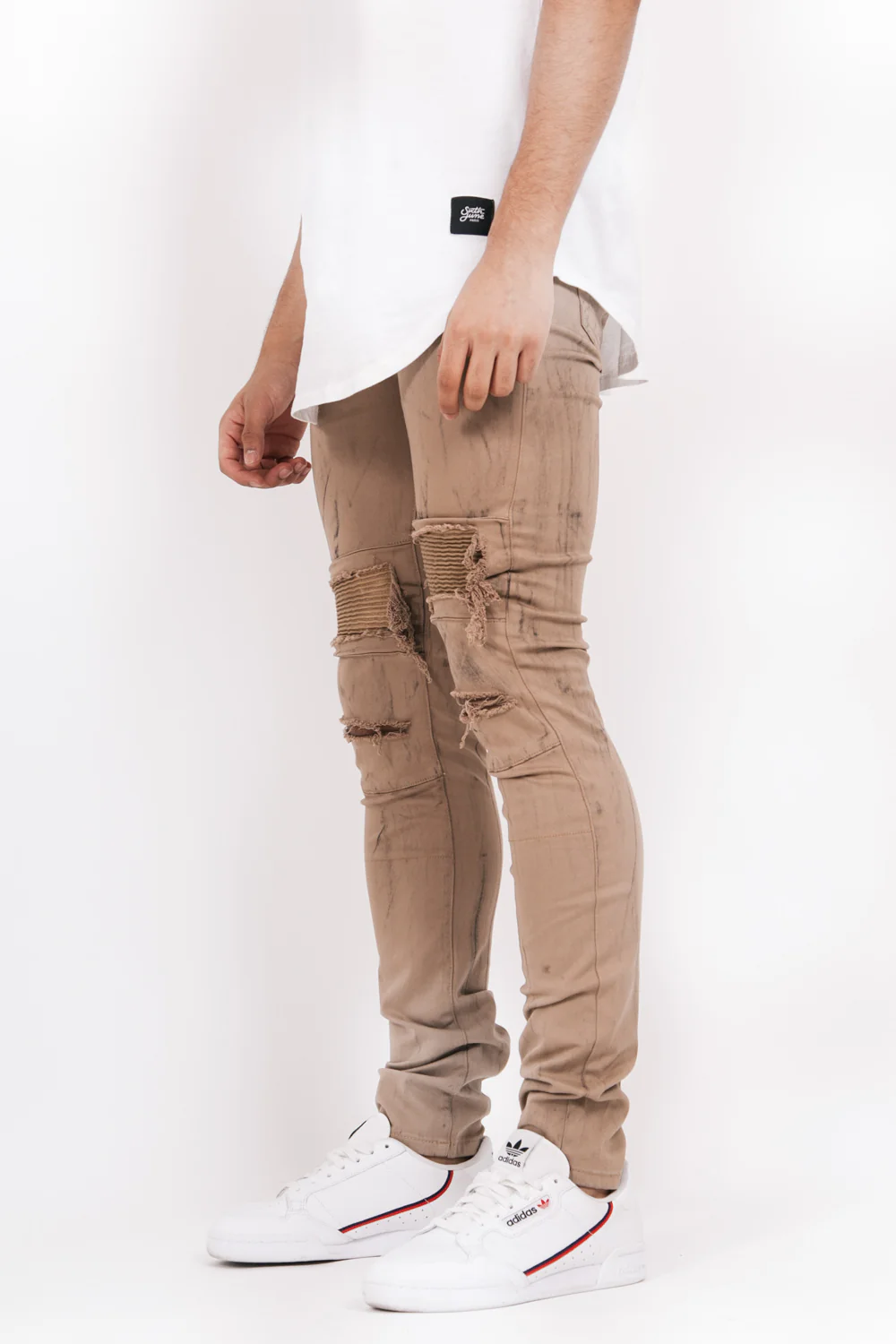 Jean slim biker destroy beige M2224EDE - Image 2