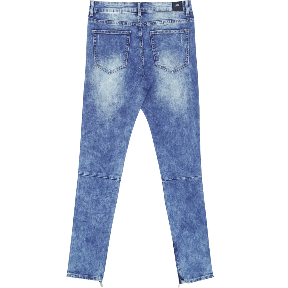Jean trous bandes blanches bleu foncé - Image 6