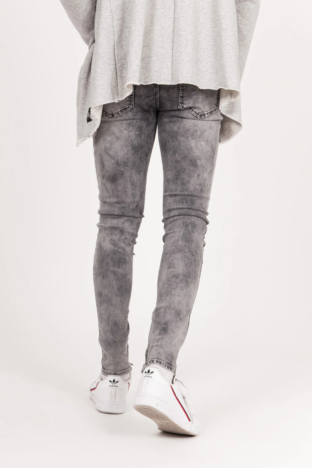 Jean zip usé gris foncé - Image 4