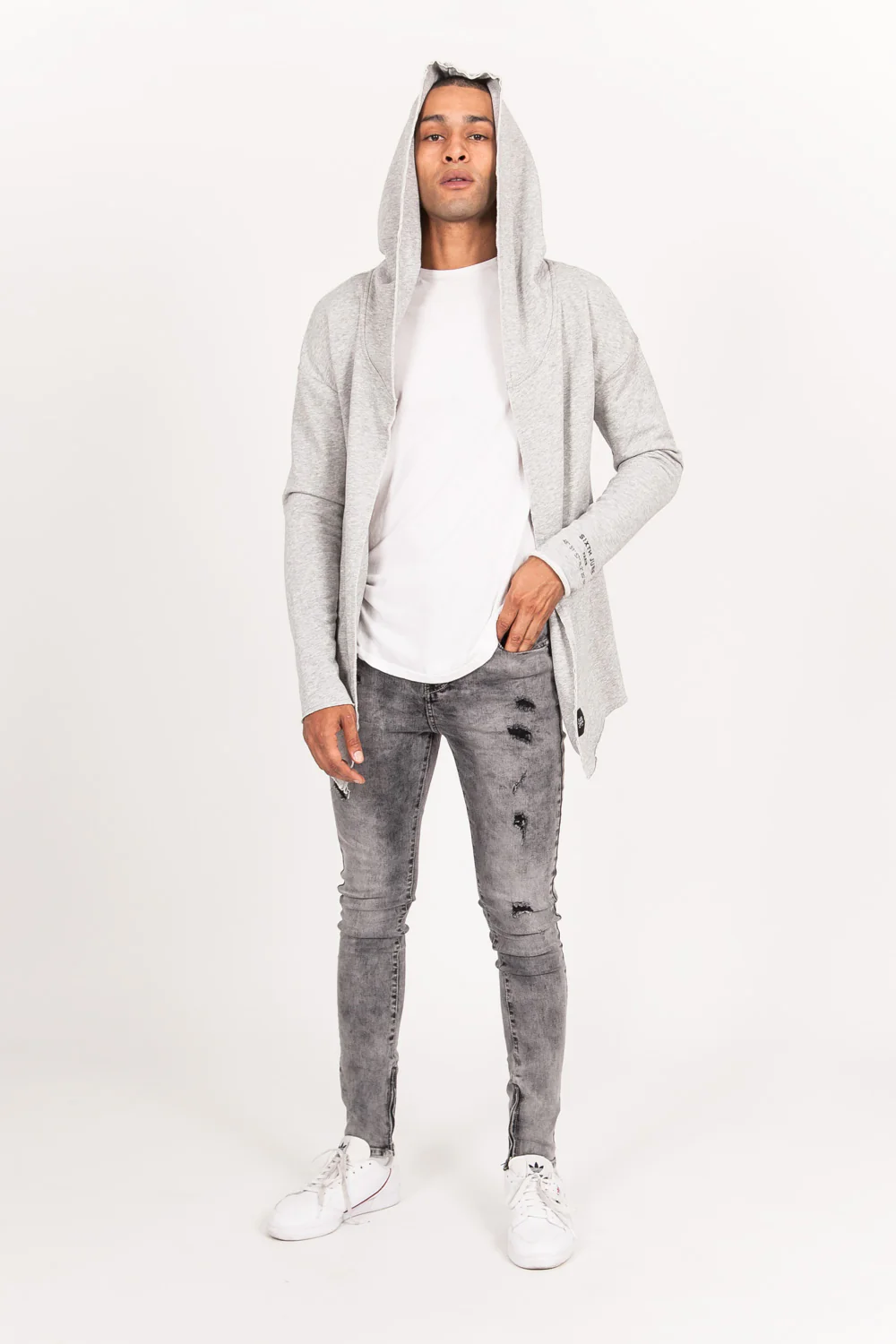 Jean zip usé gris foncé - Image 5