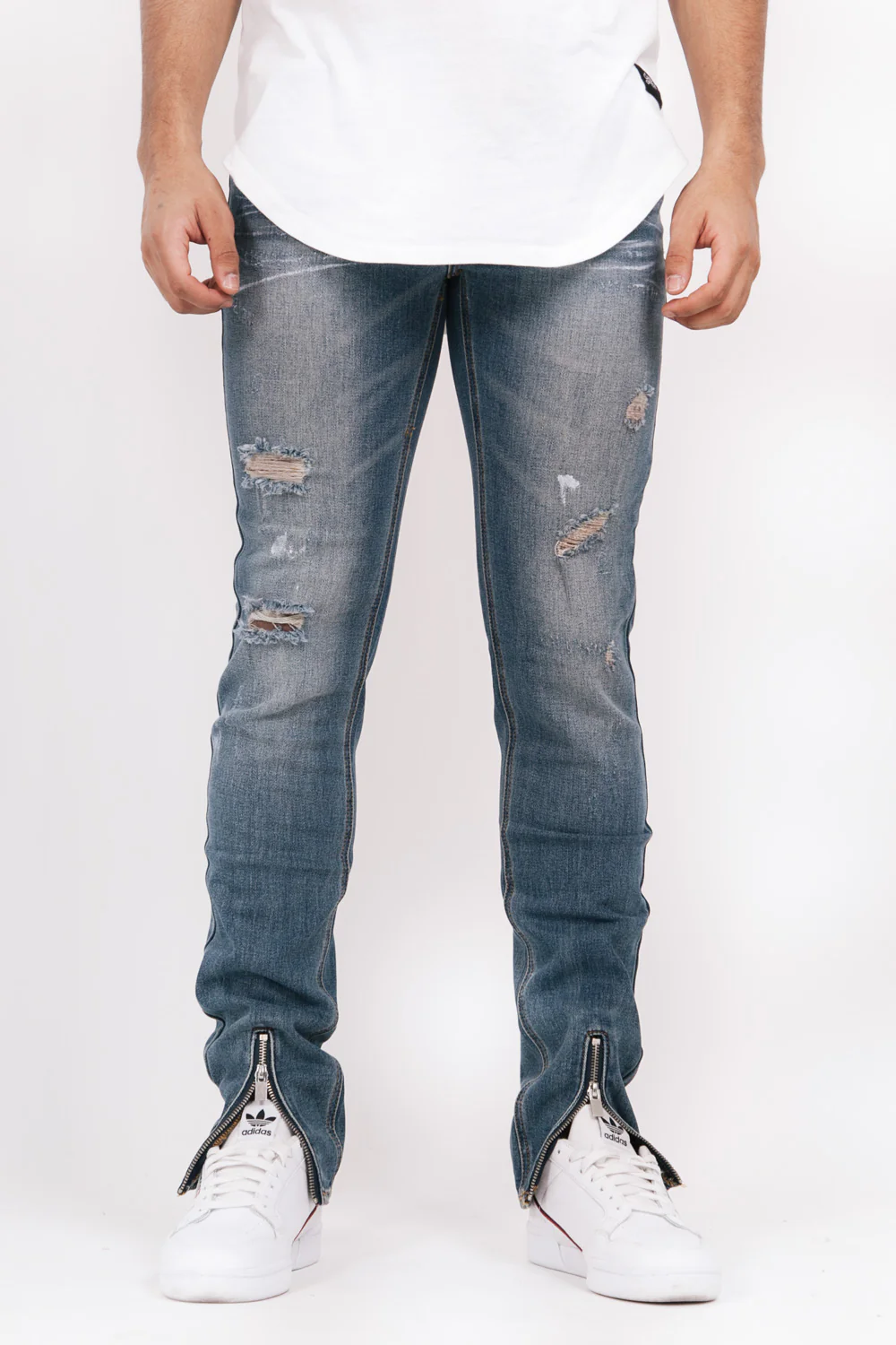 Jean zips avant peinturé bleu - Image 2