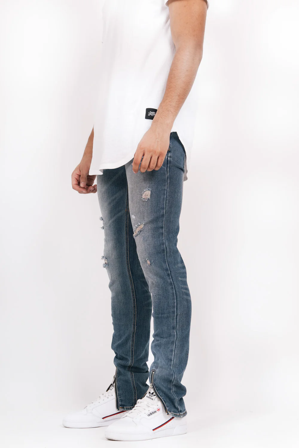 Jean zips avant peinturé bleu - Image 3