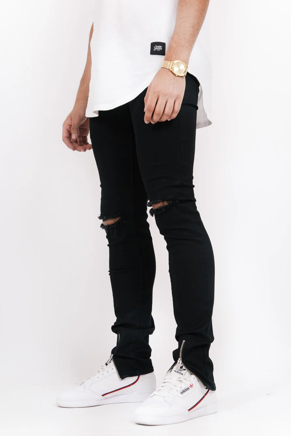 Jean zips avant troué noir - Image 2