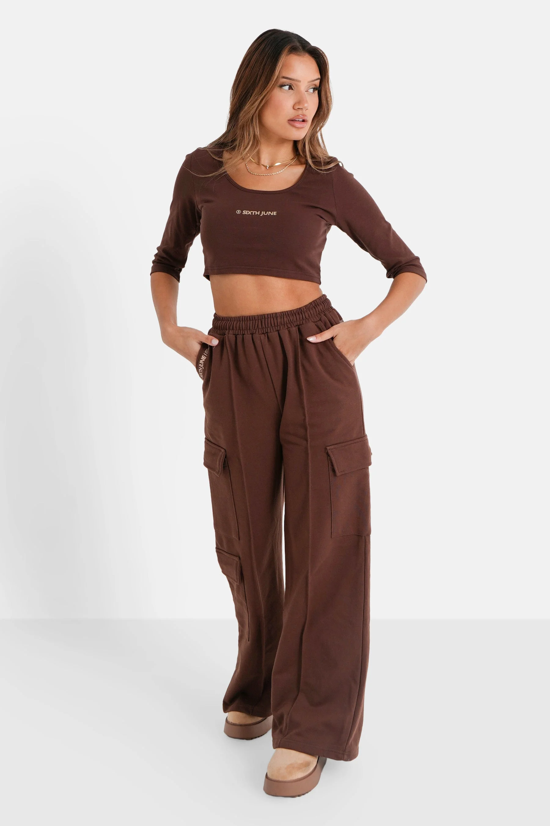 Pantalon molletonné loose cargo Marron - Image 2