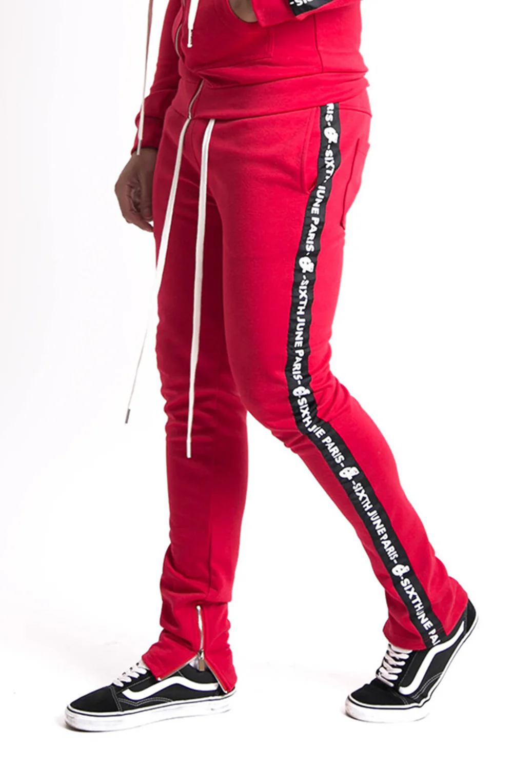 Jogging bandes texte rouge noir - Image 2