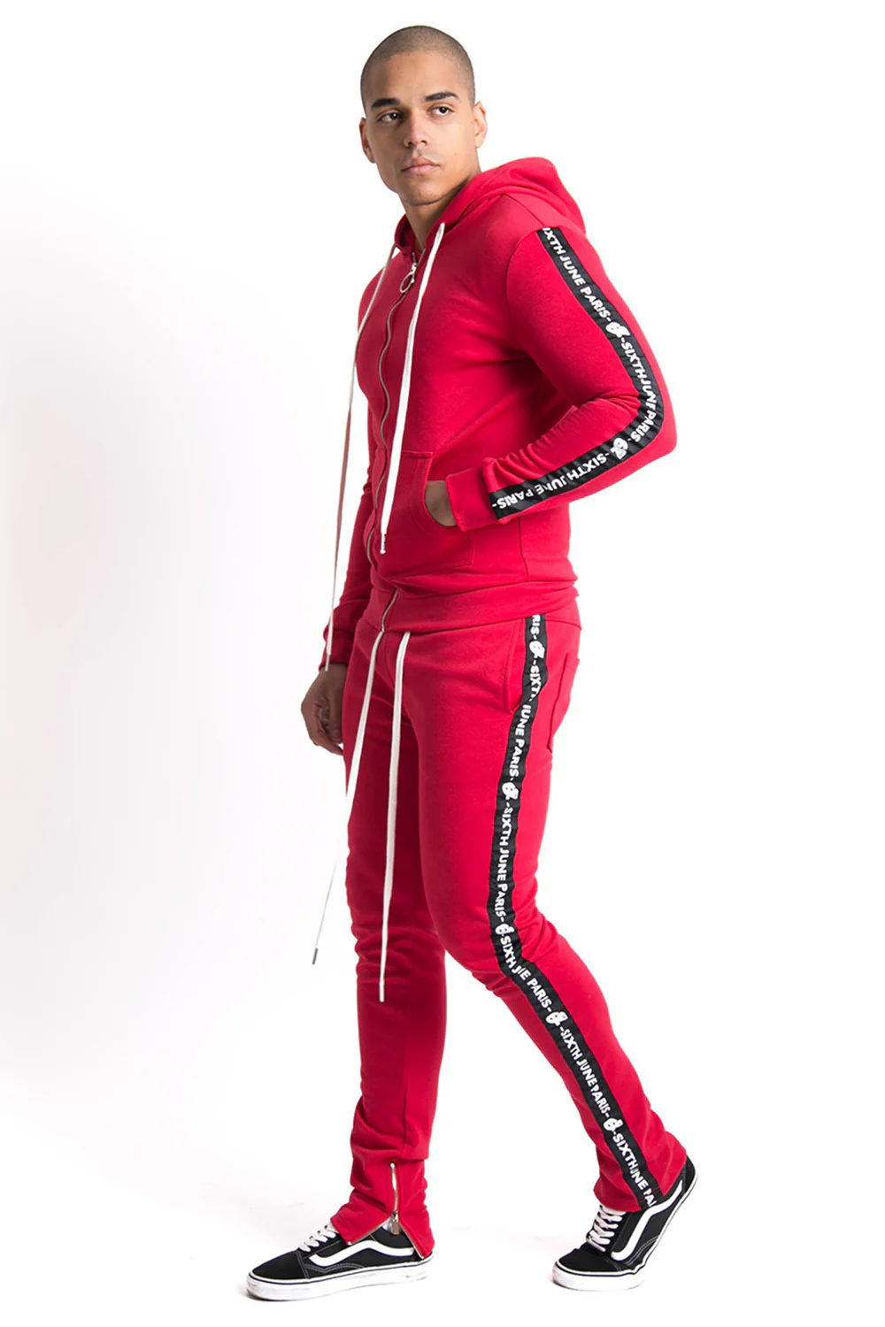 Jogging bandes texte rouge noir - Image 3