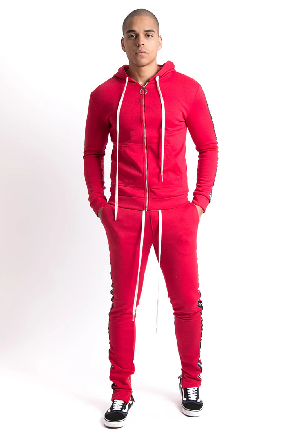 Jogging bandes texte rouge noir - Image 4