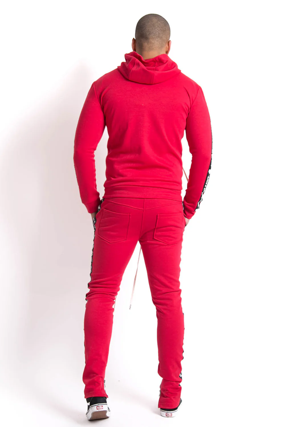 Jogging bandes texte rouge noir - Image 5