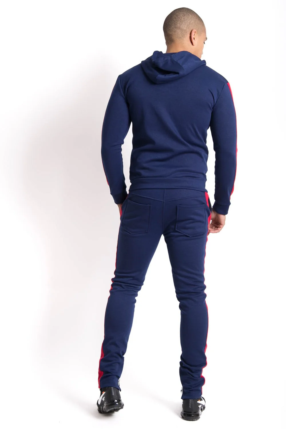 Jogging bandes zips bleu rouge - Image 4