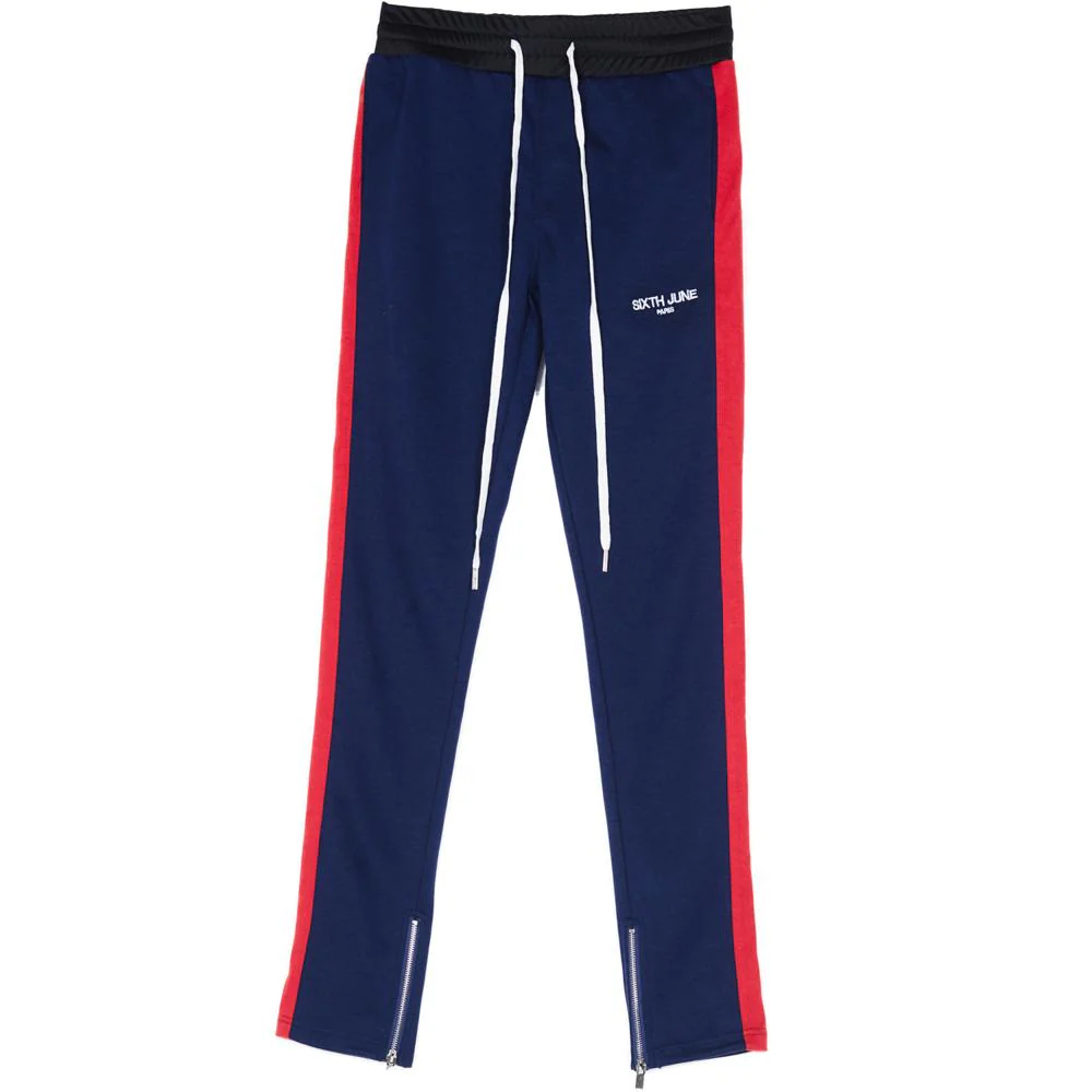 Jogging bandes zips bleu rouge - Image 5