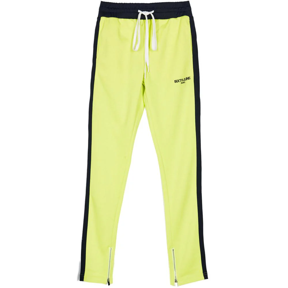 Jogging bandes zips jaune fluo noir - Image 4