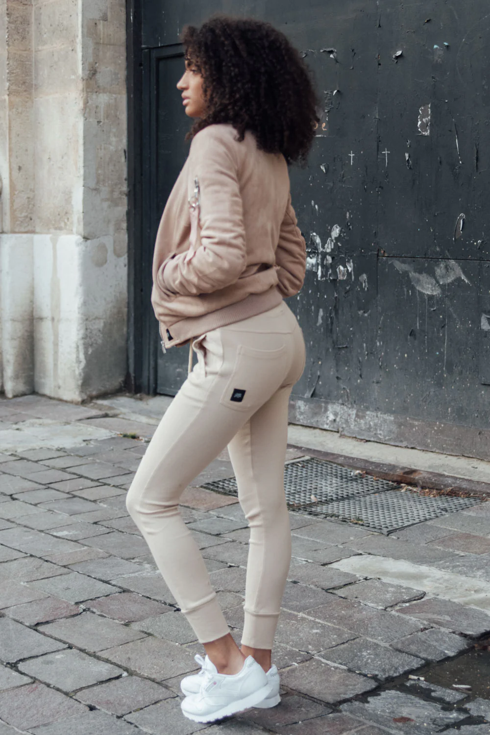 Jogging biker Femme destroy beige W2336CPA - Image 6