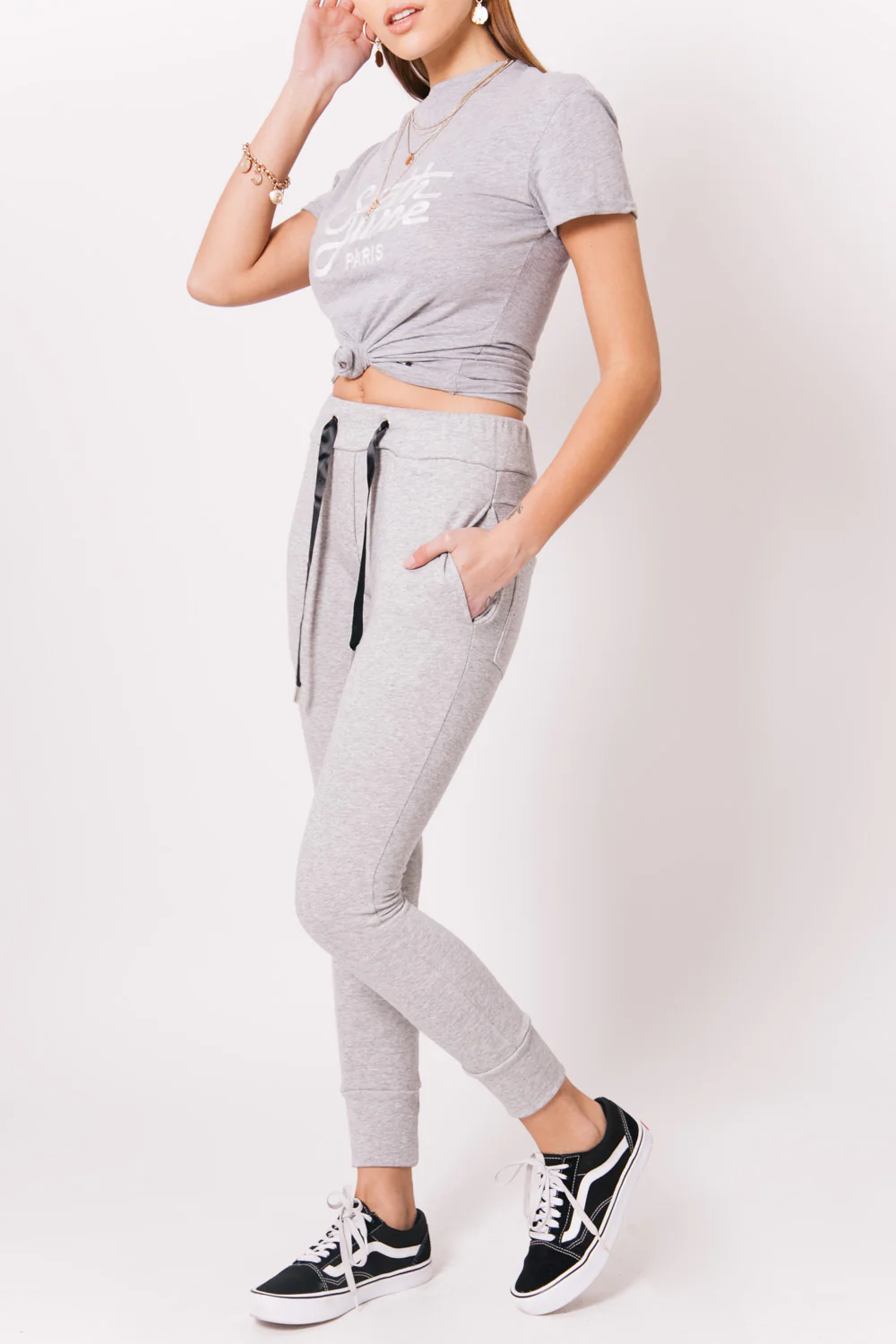 Jogging ruban satin Sixth June gris clair - Image 4