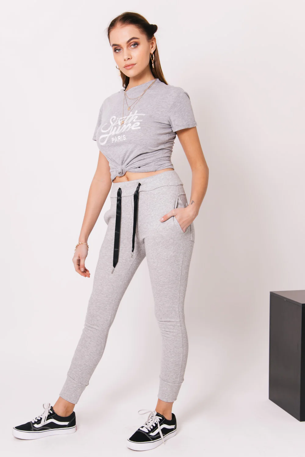 Jogging ruban satin Sixth June gris clair - Image 6