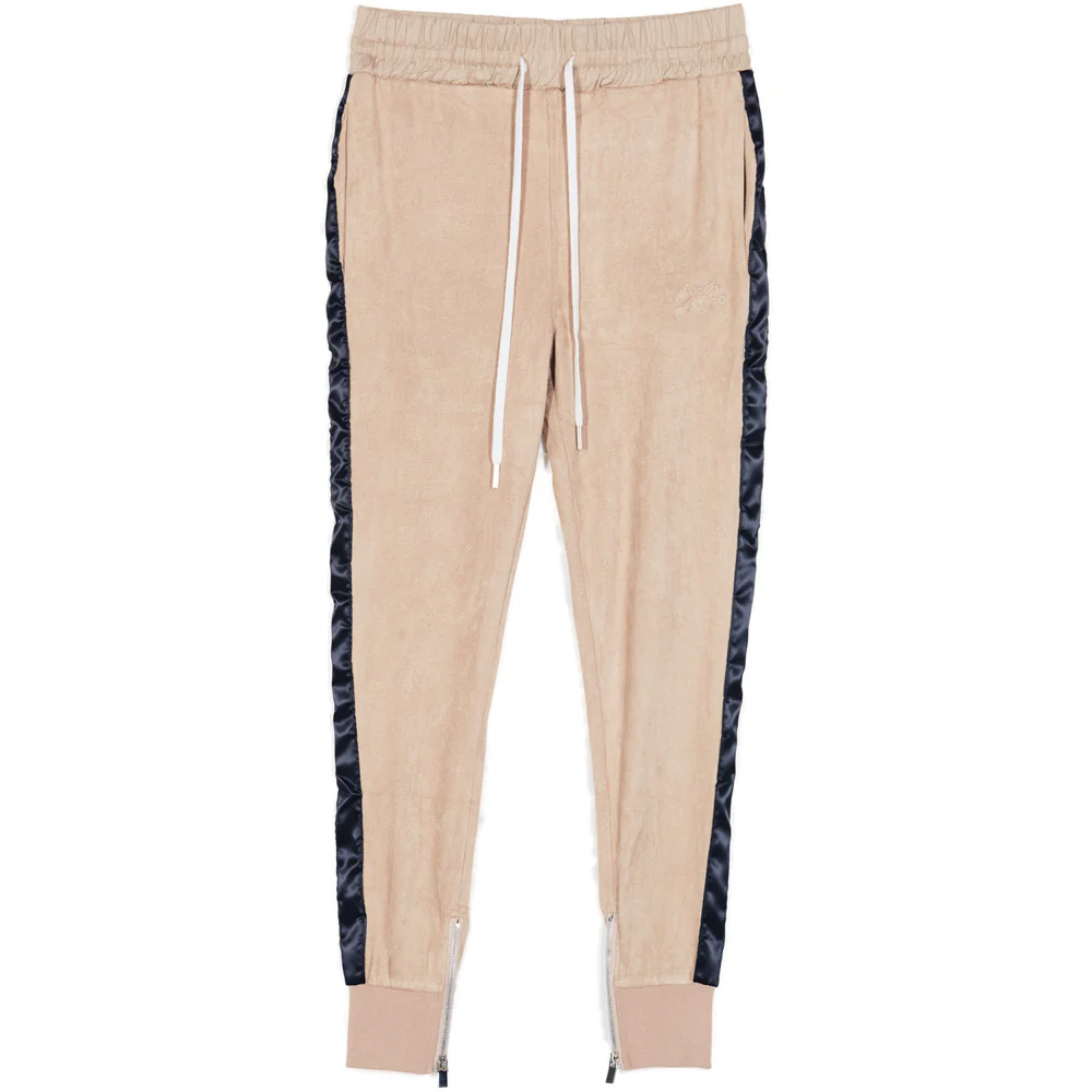 Jogging suédine bandes beige