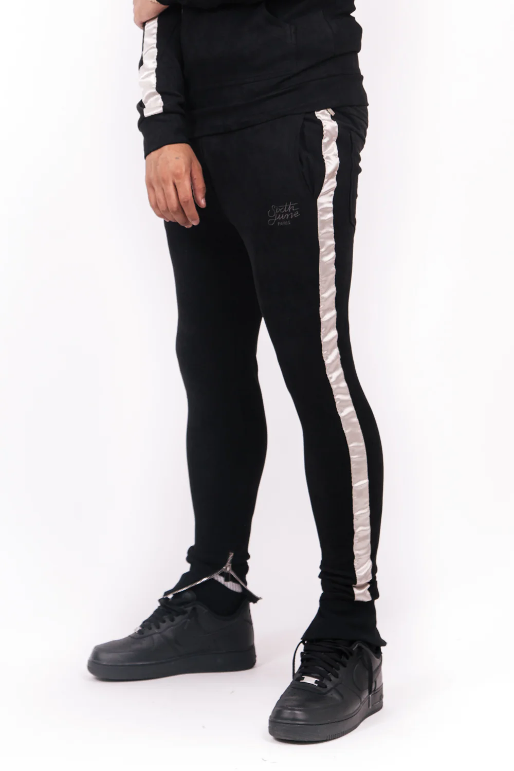 Jogging suédine bandes noir - Image 2