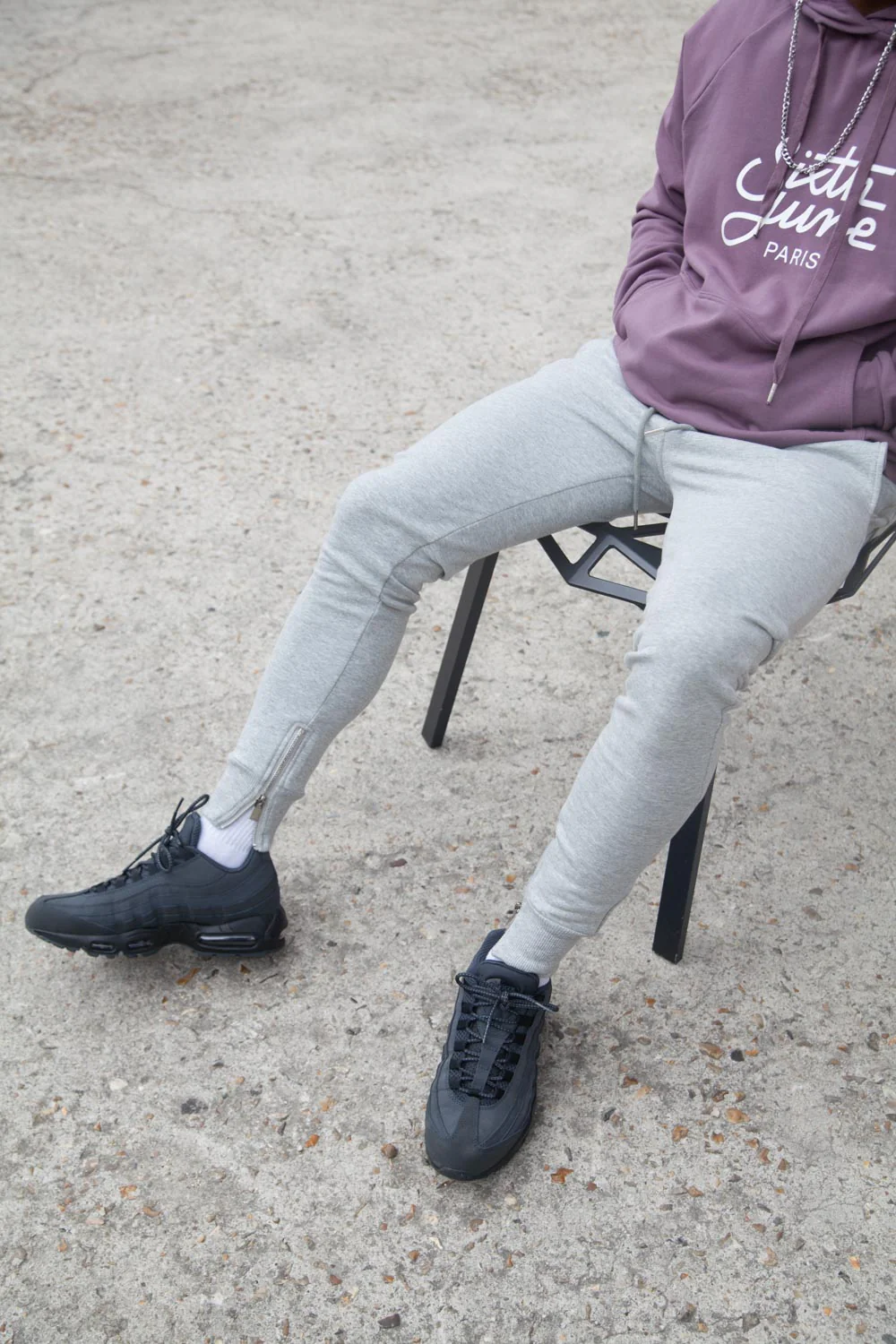Jogging zips slim gris clair - Image 2