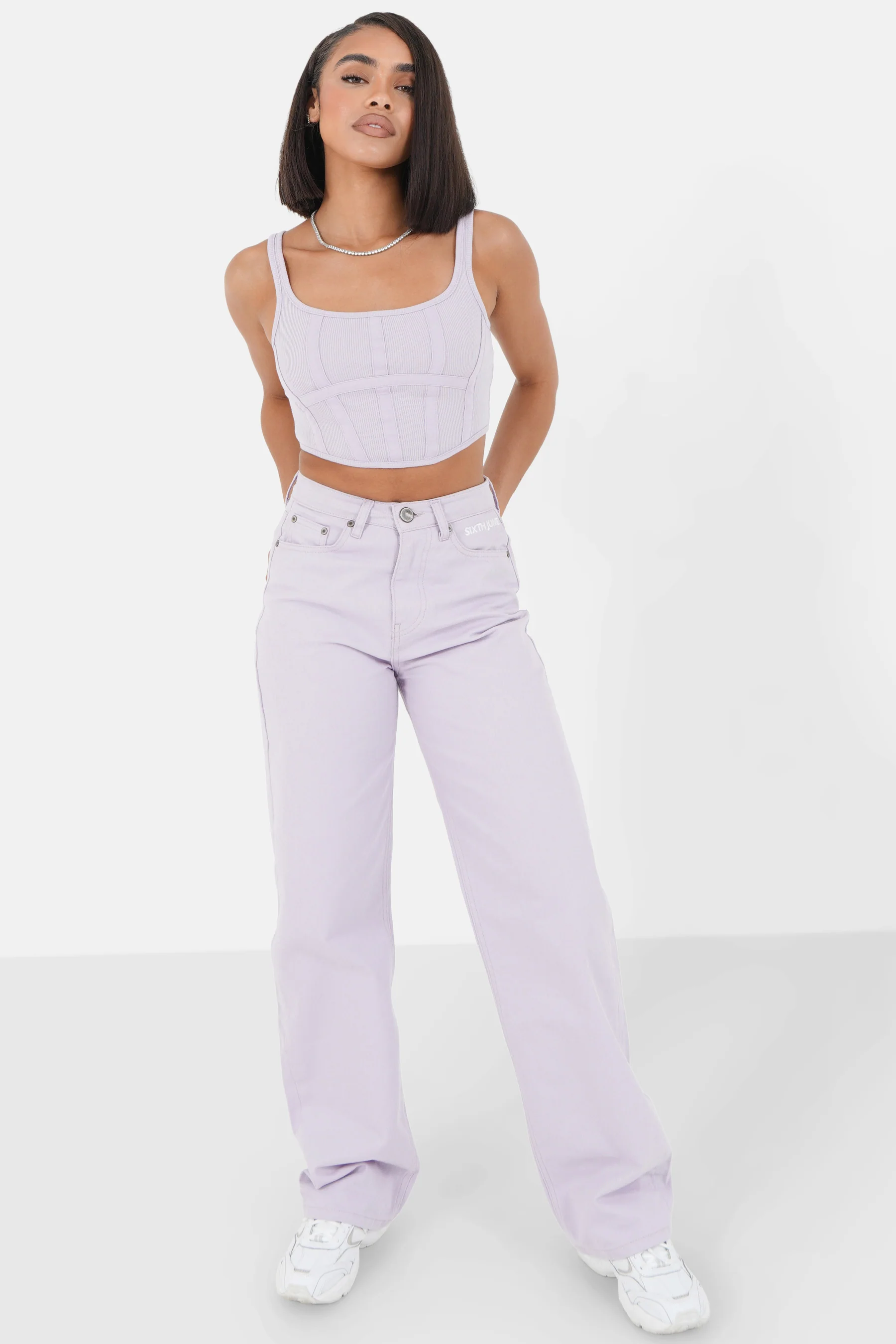 Top court bretelles zip Violet clair - Image 2