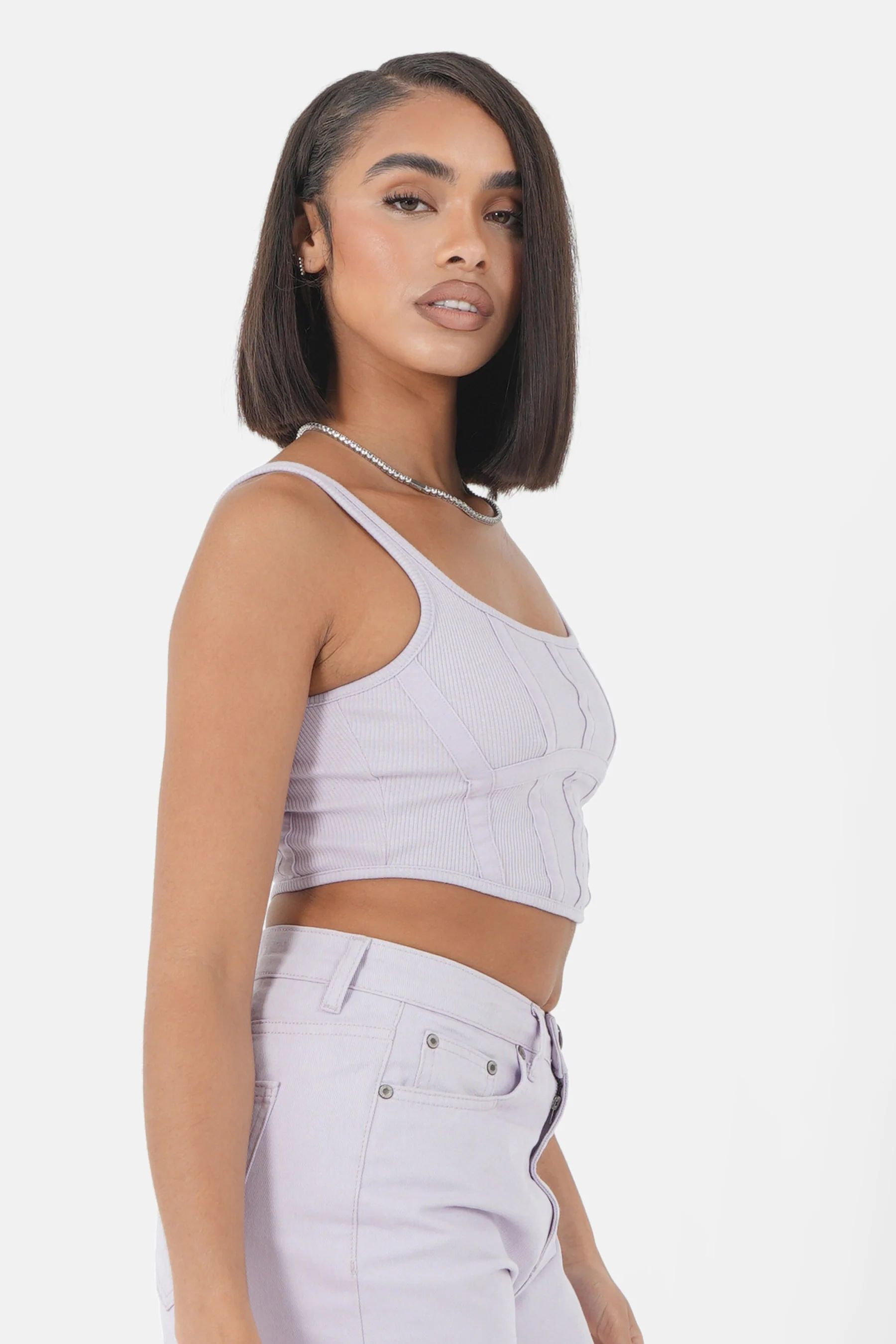 Top court bretelles zip Violet clair - Image 4