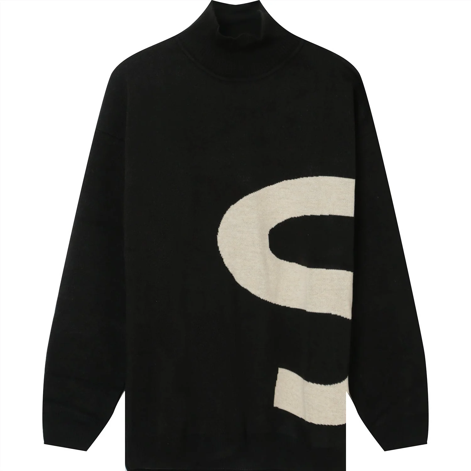 Pull maille logo asymétrique Noir - Image 7