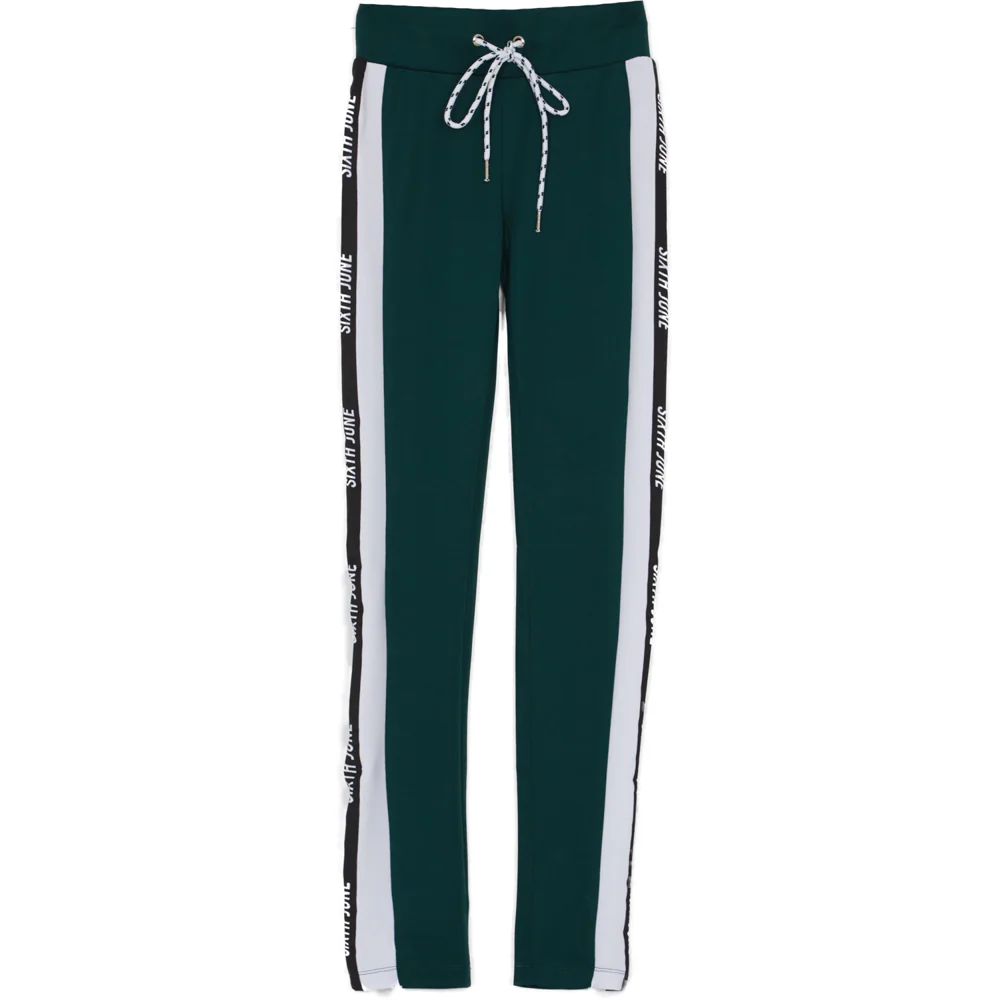 Legging bandes tricolore logo vert