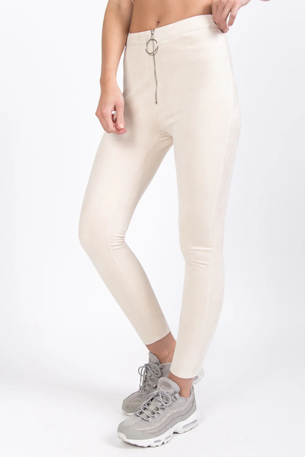 Legging suédine zip beige - Image 4