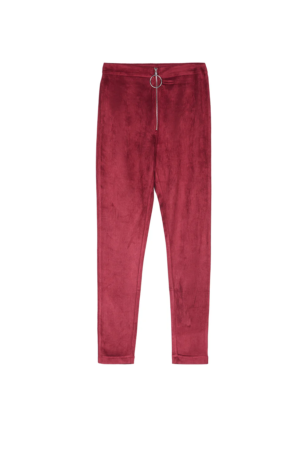 Legging suédine zip bordeaux