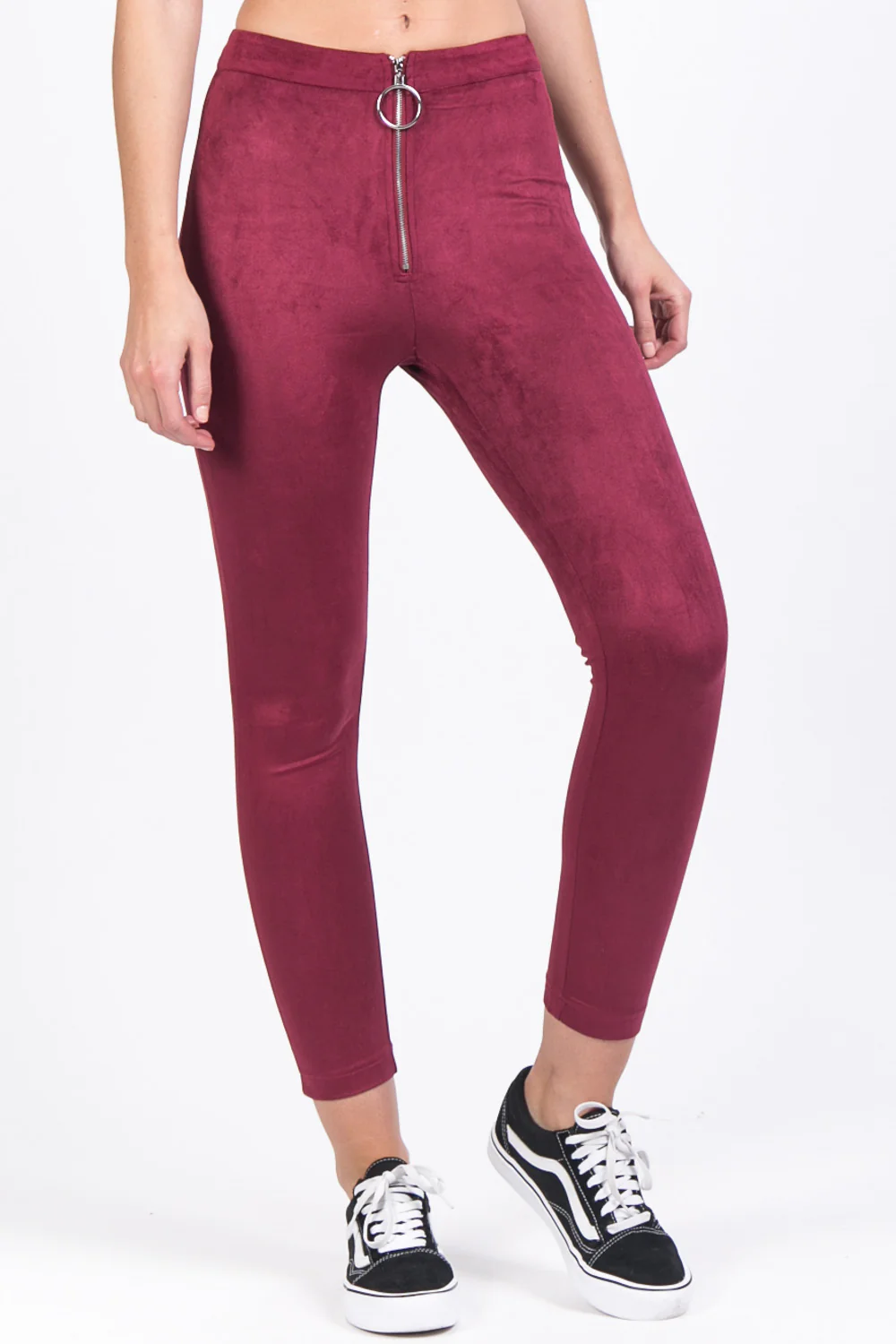 Legging suédine zip bordeaux - Image 5