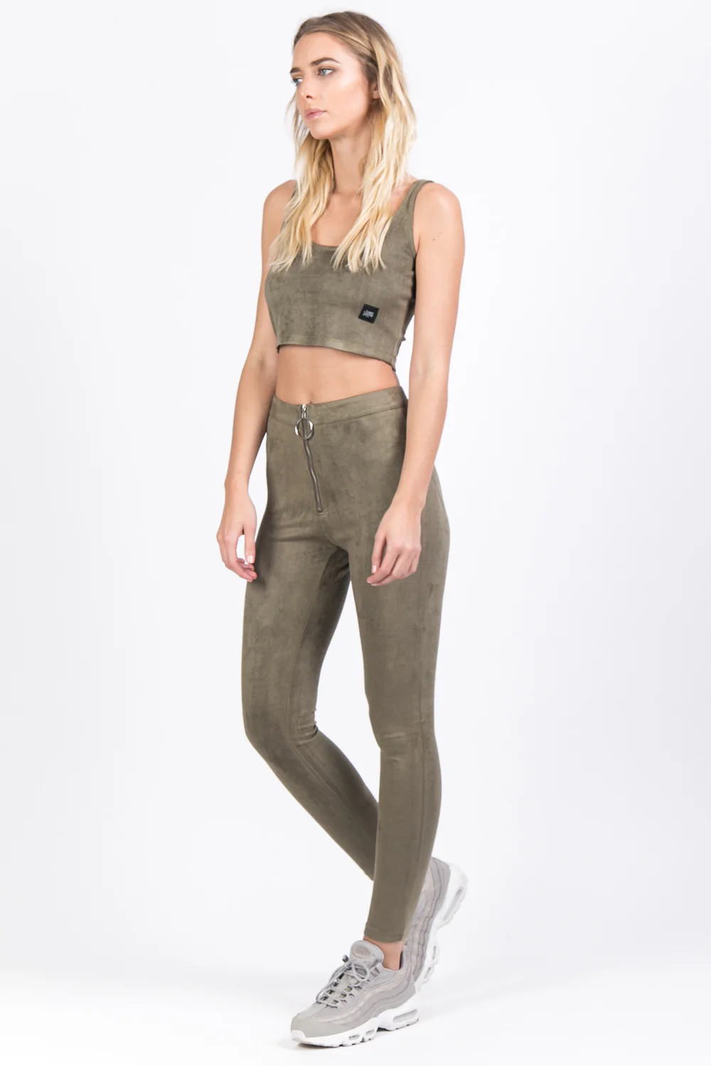 Legging suédine zip Sixth June kaki - Image 2