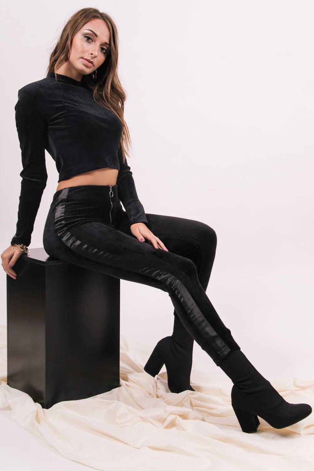 Legging velours bandes noir - Image 4