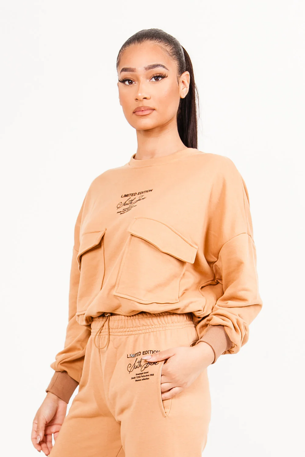 Sweatshirt poches cargo Beige - Image 2