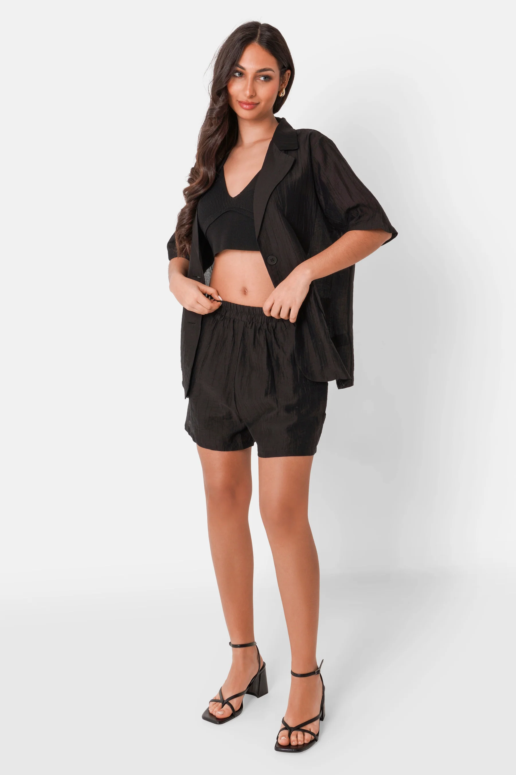 Short fluide logo broderie Noir - Image 2