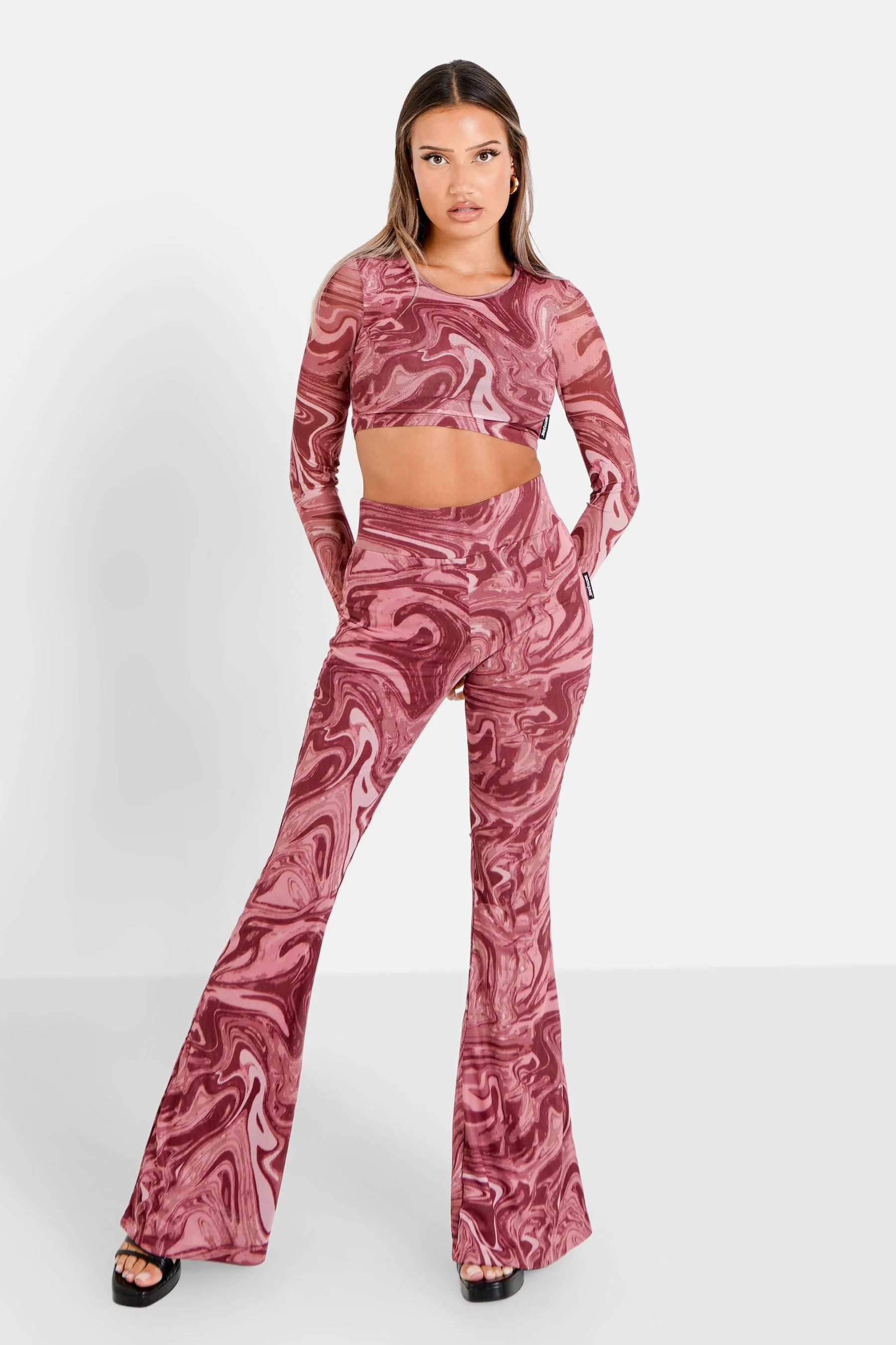 Pantalon mesh flare encore Rose - Image 2