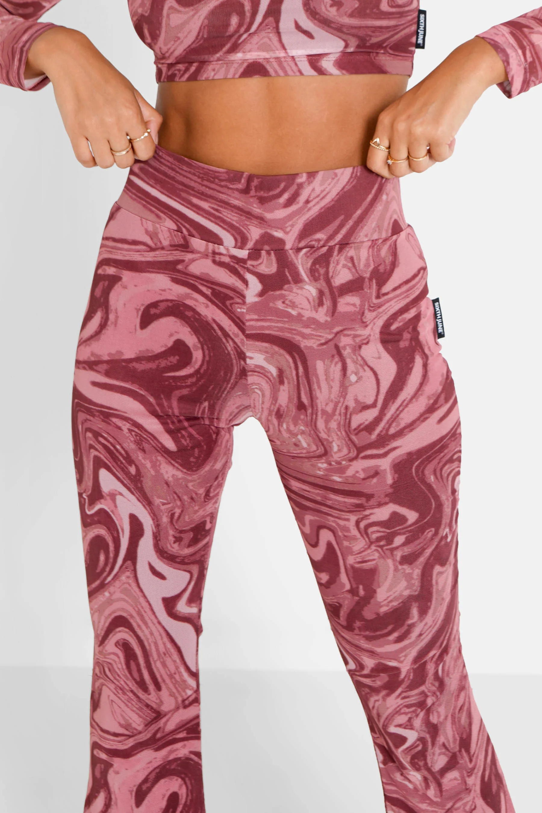 Pantalon mesh flare encore Rose - Image 3