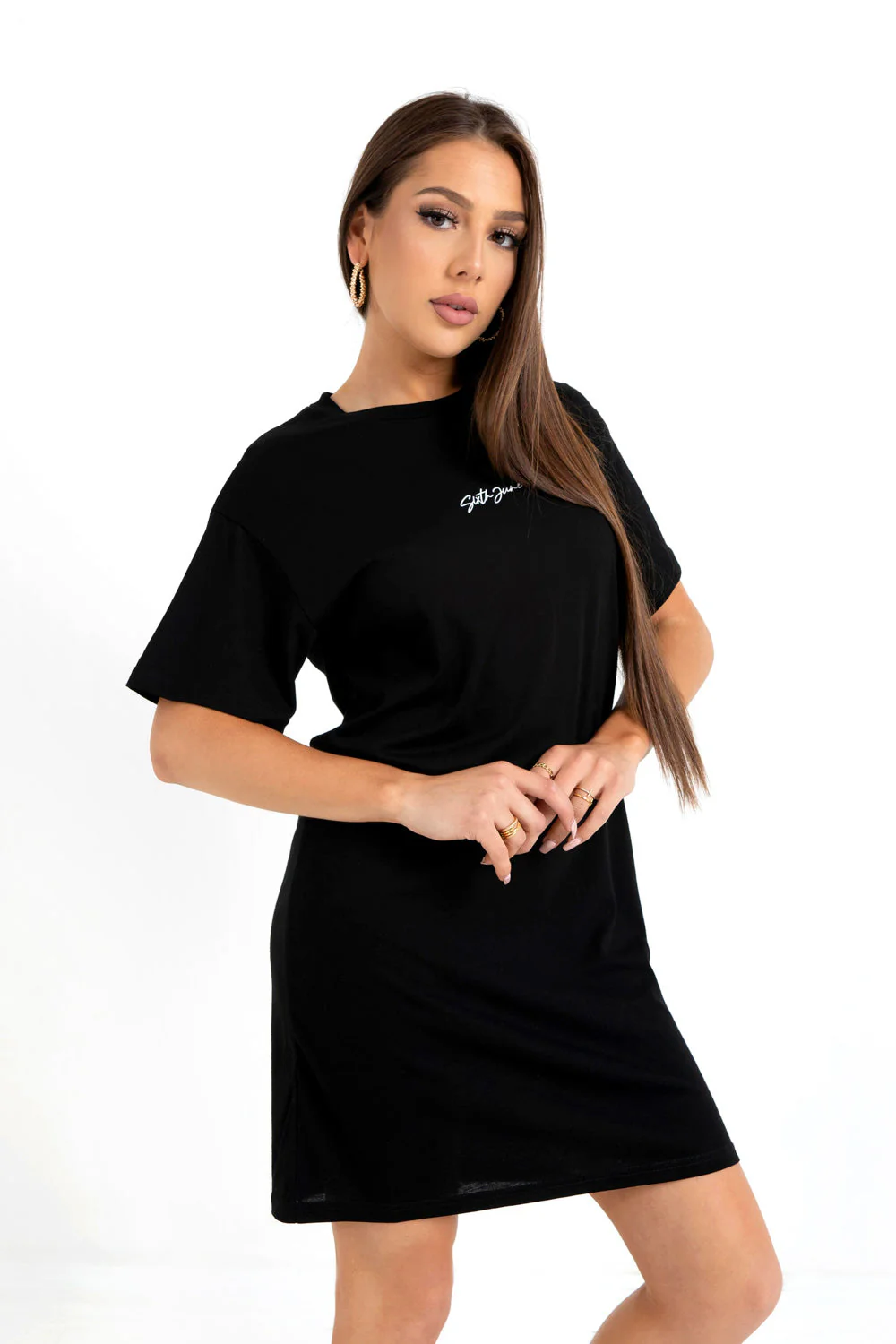 Robe t-shirt lèvres Noir - Image 4