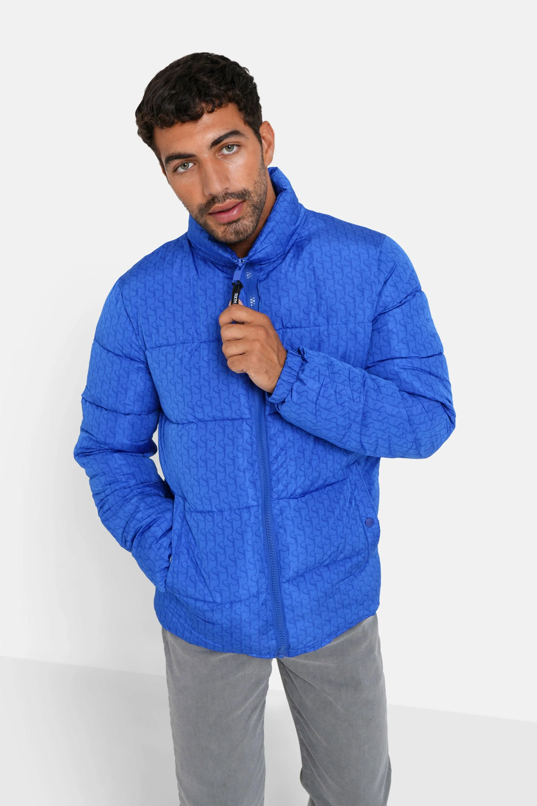 Doudoune monogramme matelassée Bleu